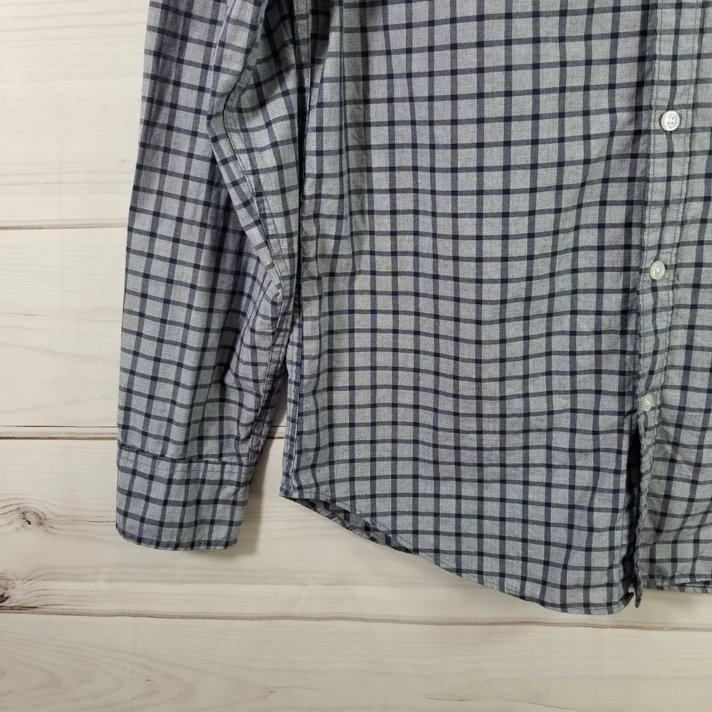 J. Crew Factory Button Front Shirt Mens Size M Blue Gray Checked Casual.